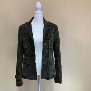 John Carlisle Essentials vintage olive suede blazer size M